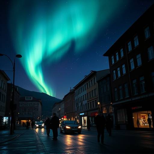 Stillbilde fra musikkvideoen 'Nattevandring' av Aurora Borealis, produsert av Lydhuset AS. Visuelt slående scener fra Oslos natteliv.